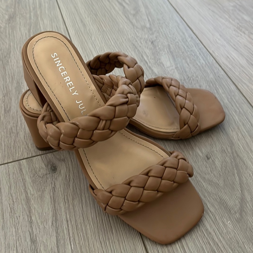 Sincerely Jules size 7 braided heeled sandal 2.5in